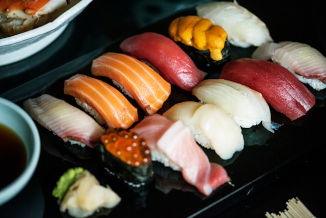 A plate of sushi